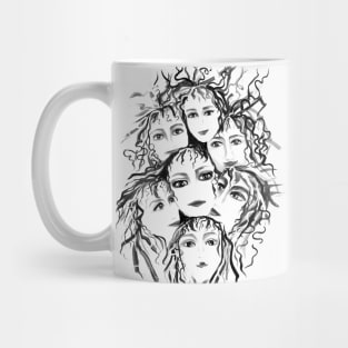 Black and White Girls Fashion Illustration Mug